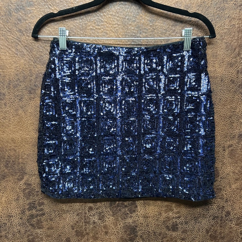 NWT H&M‎ Blue Sequin Party Size 6 Subtle Mini Skirt Western Country Festival